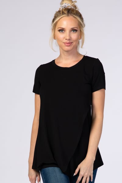 Hello Miz Black Layered Wrap Front Nursing Top