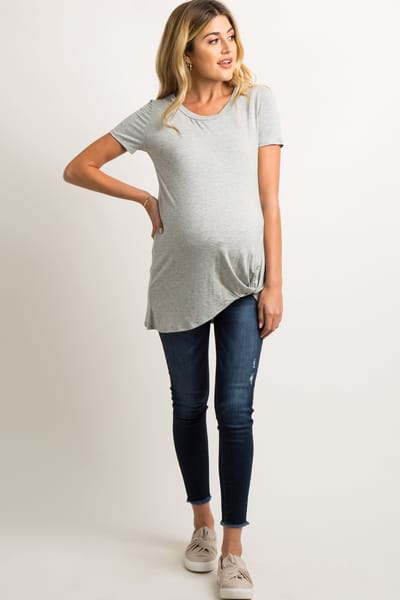 Kan Can USA PinkBlush Blue Dark Wash Slightly Distressed Skinny Jeans