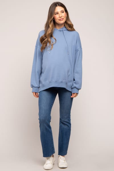 PinkBlush Blue Drawstring Maternity Hoodie