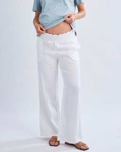 Angel Maternity Giulia Maternity Linen Pants in White