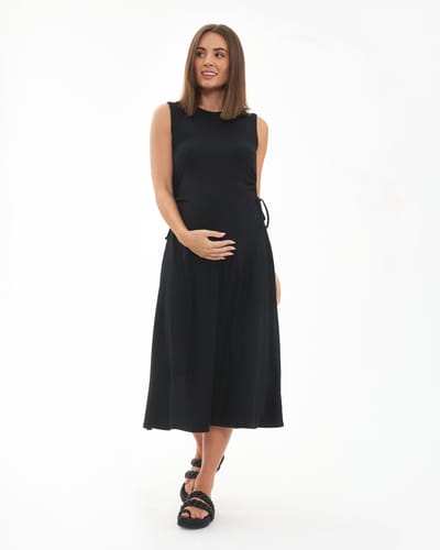 Ripe Maternity Carol Rib A-line Dress  Black