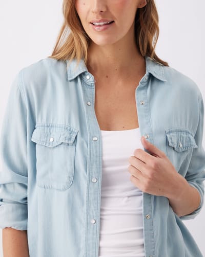 Ripe Maternity Bec Chambray Shirt  Clean Fade