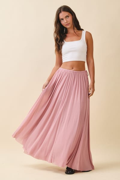Aemi + Co Pink Mesh Maxi Skirt