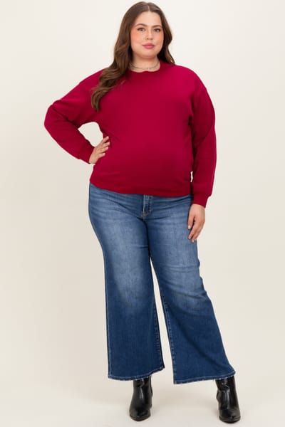 Risen Jeans Navy Cropped Wide Leg Maternity Plus Jeans