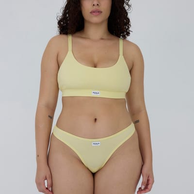 For The Creators Tencel Ribbed Thong - Lemon