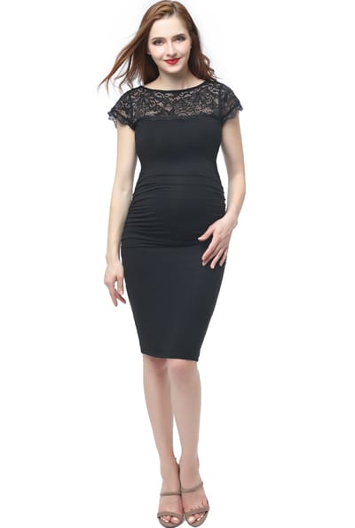 Kimi + Kai Kimi + Kai Maternity "Morgan" Lace Trim Body-Con Dress