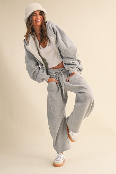 Klesis Heather Grey Barrel Leg Drawstring Sweatpants