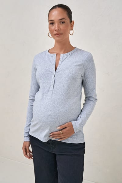 Bae the Label Whispers Long Sleeve Nursing Top - Mid Grey Marle
