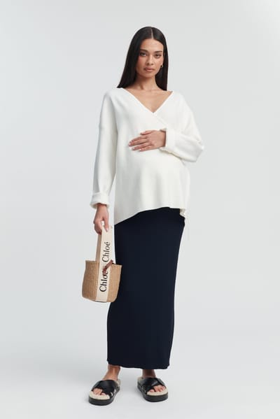 Legoe Heritage Parisian Rib Maxi Skirt (Dark Navy)