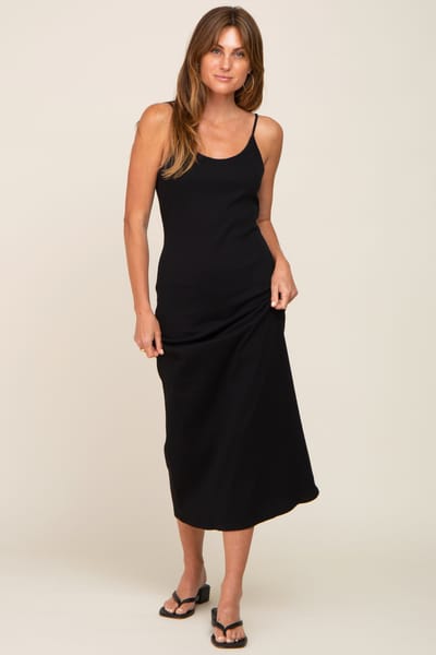 Culture Code Black Ribbed Sleeveless Maxi Dress