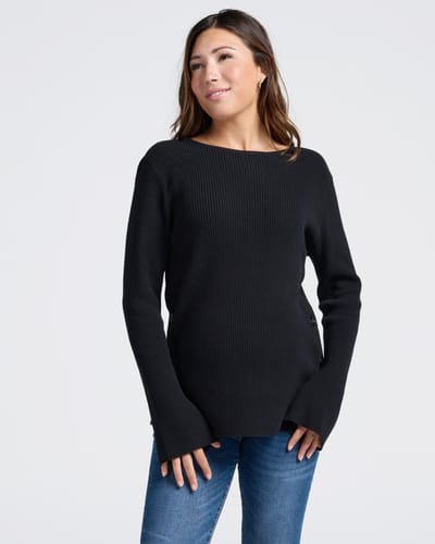 Angel Maternity Arial Maternity Oversized Luxury Knit Nursing Jumper in Black