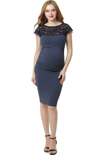 Kimi + Kai Kimi + Kai Maternity "Morgan" Lace Trim Body-Con Dress