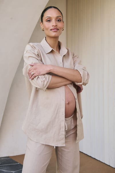 Bae The Label Timeless Relaxed Linen Shirt - Biscuit*