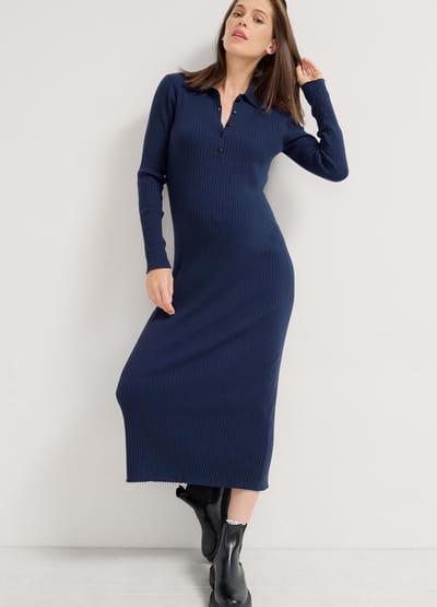 HATCH The Averie Polo Rib Sweater Dress