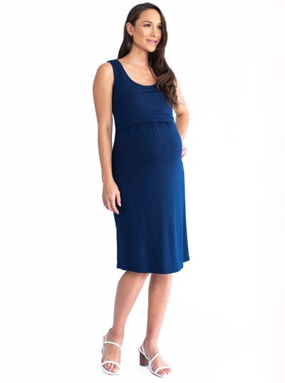 Angel Maternity Maternity & Nursing Sleeveless Dress in Black or Navy