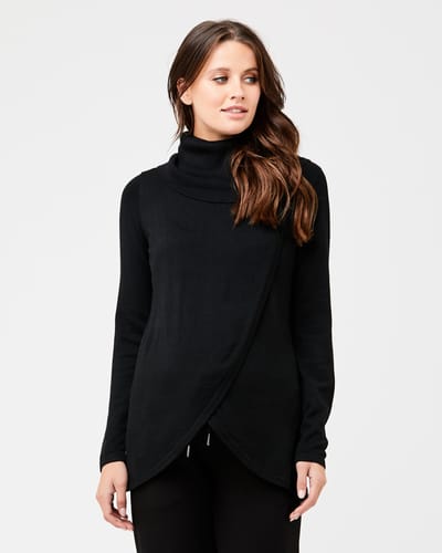 Ripe Maternity Cowl Neck Nursing Knit  Black