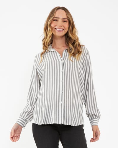 Ripe Maternity Lou Stripe Shirt  Black / White