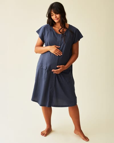 Kindred Bravely Universal Labor & Delivery Gown | Navy Heather