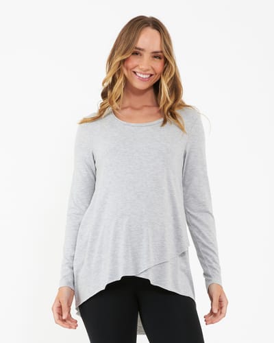 Ripe Maternity Raw Edge Nursing Top Silver Marle