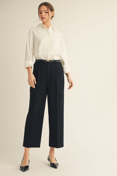 Jodifl Black Elastic Waist Semi Formal Slacks
