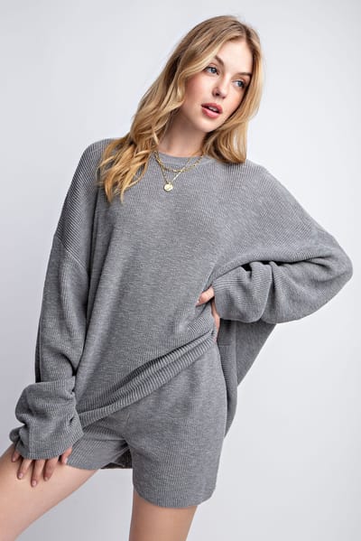 Sweet Generis Grey Sweater and Short Set