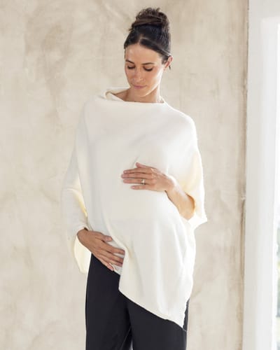 Angel Maternity Maternity Nursing Poncho In Winter White