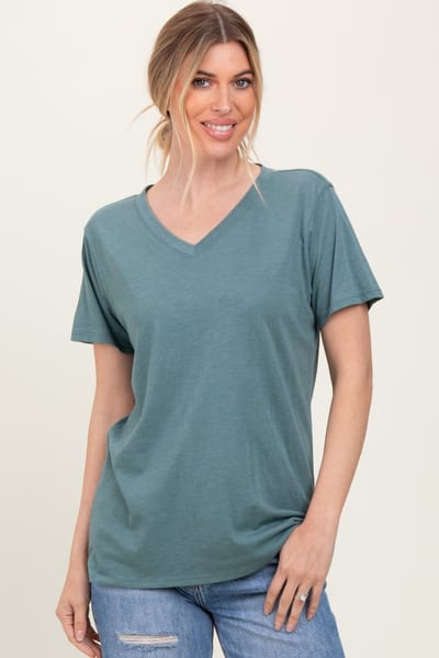 Zenana Outfitters Light Olive Oversized V-Neck Short Sleeve Tee