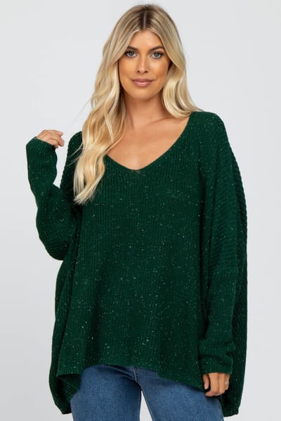 Miracle Forest Green Speckled Oversized Sweater