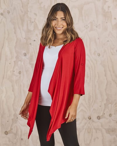 Angel Maternity Maternity Nursing Cardigan in Red
