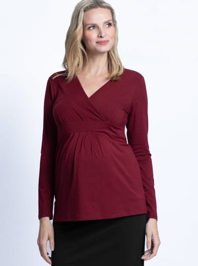 Angel Maternity Maternity Bamboo Wrap Nursing Work Top