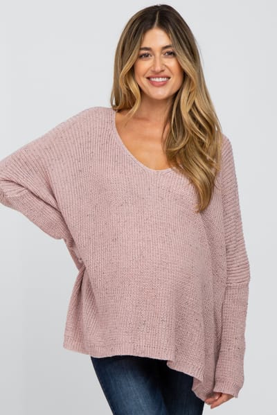 Miracle Mauve Speckled Oversized Maternity Sweater