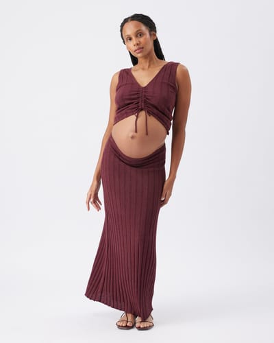 Ripe Maternity Charli Rib Knit Skirt  Maroon