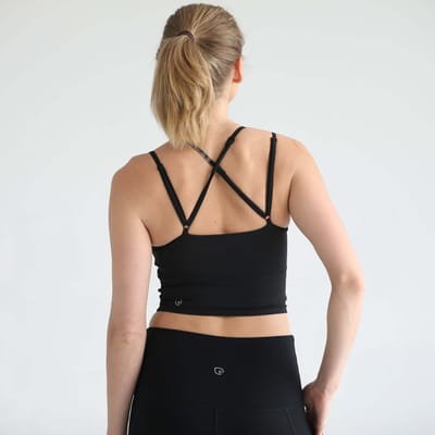 Milk & Baby Sienna Light Support Nursing Crop Tank Bra | Ribbed Noir