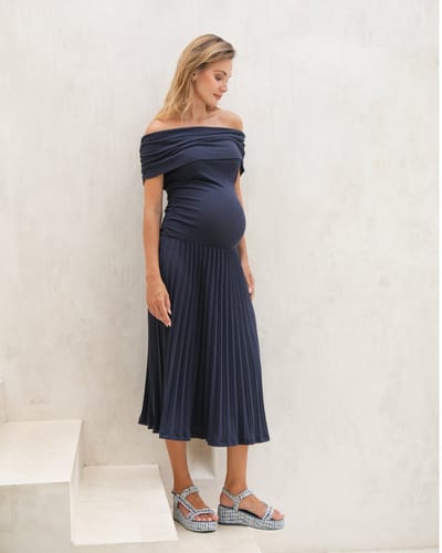Soon Maternity Off Shoulder Midi Dress