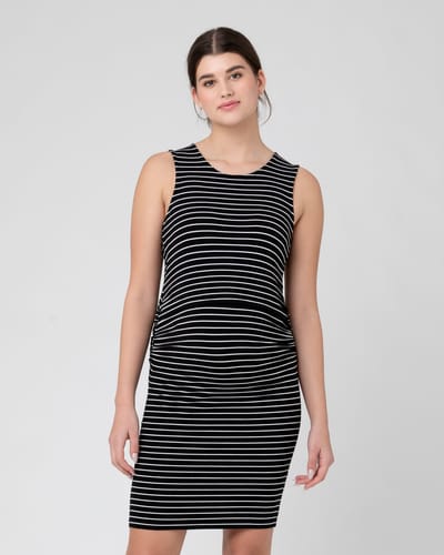 Ripe Maternity Mia Sleeveless Nursing Dress Black / White