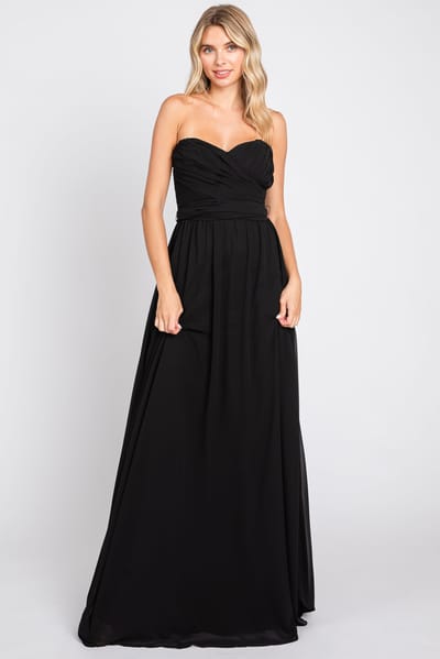 Sugarlips Black Sweetheart Convertible Chiffon Gown