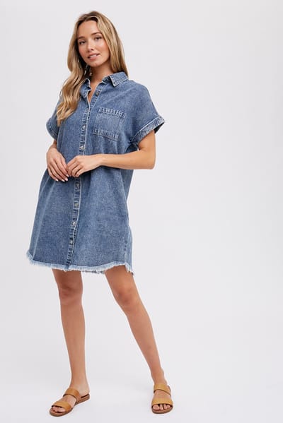 Bluivy Blue Denim Button Up Dress
