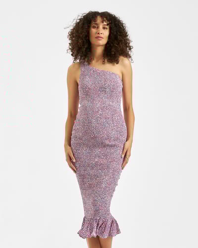 Ripe Maternity Skipper One Shoulder Dress Pink / Blue