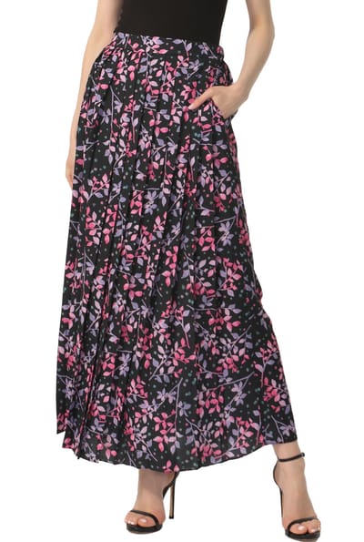 Kimi + Kai Kimi + Kai Women Print Box Pleat Maxi Skirt