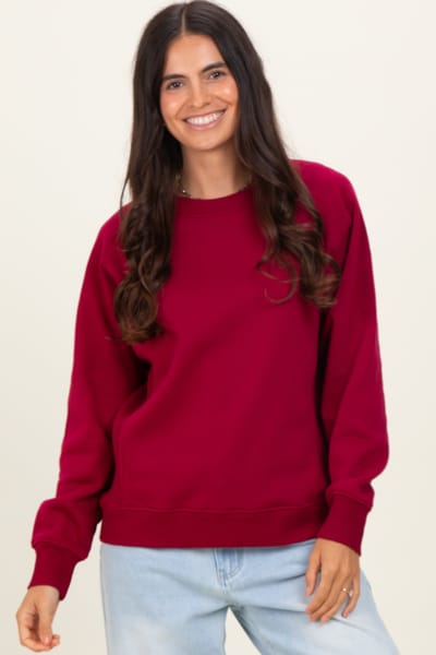 Zenana Outfitters Burgundy Fleece Sweatshirt
