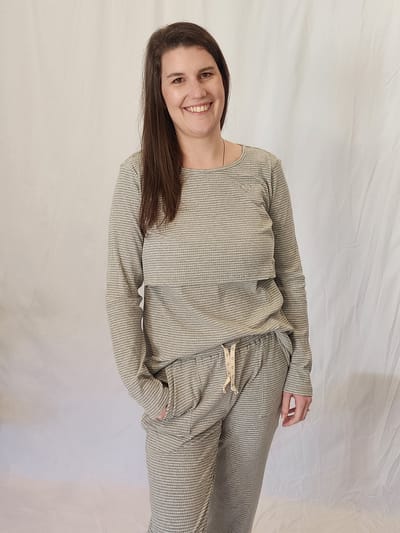 Close to the Heart Winter Pyjama Set - Grey and White Stripe