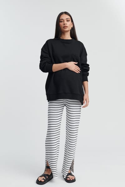 Legoe Heritage Crochet Knit Pant (White/Black Stripe) - FINAL SALE