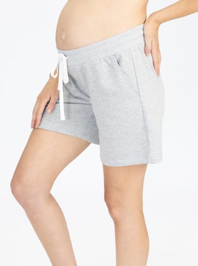 Angel Maternity Cotton Maternity Summer Shorts in Marl Grey