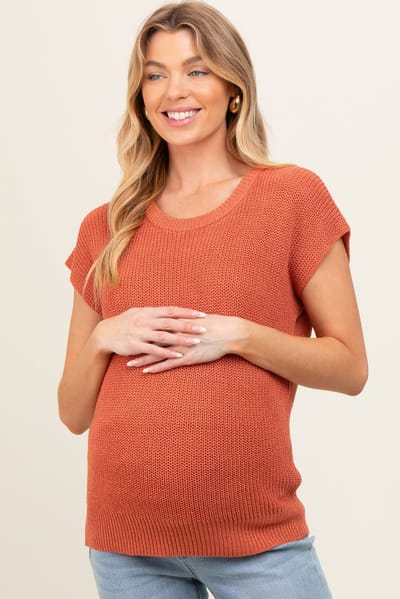 PinkBlush Rust Knit Maternity Sweater Top