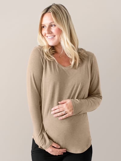 Milk & Baby Bamboo Maternity & Nursing Long Sleeve T-shirt | Wheat