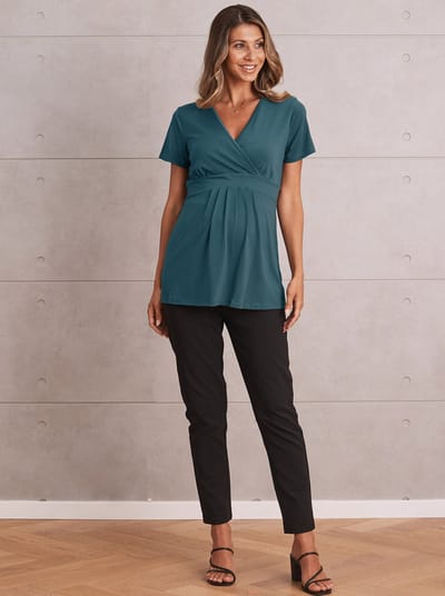 Angel Maternity Skinny Fit Maternity Work Pants in Black