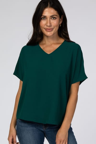 Rhea + Thea Forest Green Short Sleeve Blouse