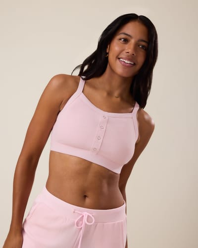 Kindred Bravely Ribbed Bamboo Pumping Bralette | Pale Pink