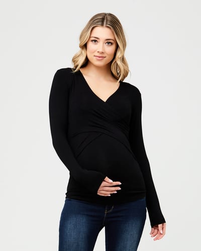 Ripe Maternity Embrace Long Sleeve Nursing Top Black