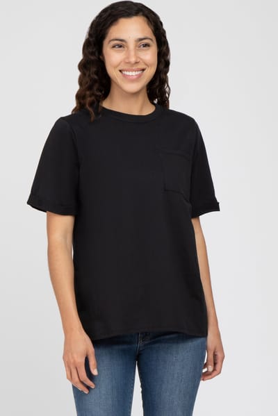 Elloh Black Oversized Pocket Front Short Sleeve Top